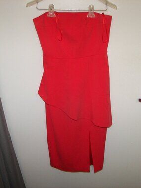 Jay Godfrey orange asymmetrical midi sheath dress with overlay size 2